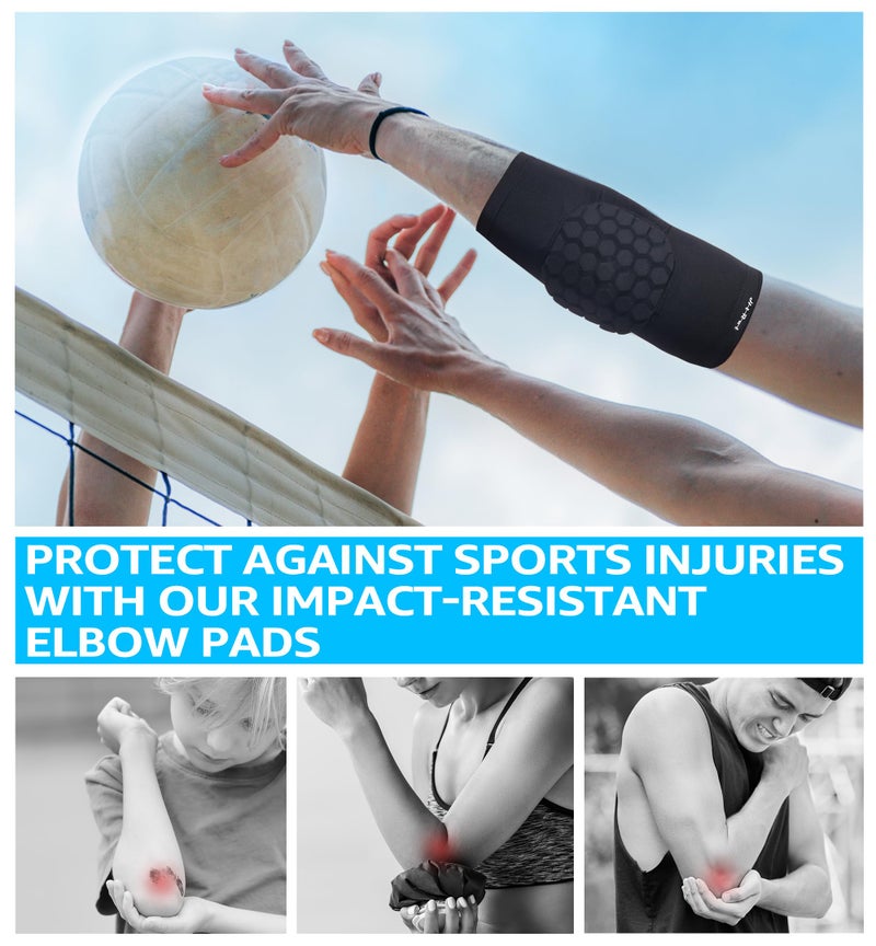HiRui Elbow Pads, Basketball Baseball Elbow Brace Elbow Support Arm Compression Sleeve Collision Avoidance Elbow Pad for Volleyball Cycling Football Work Out, Women&Men(1Pair) (Black, XL) - Image 4